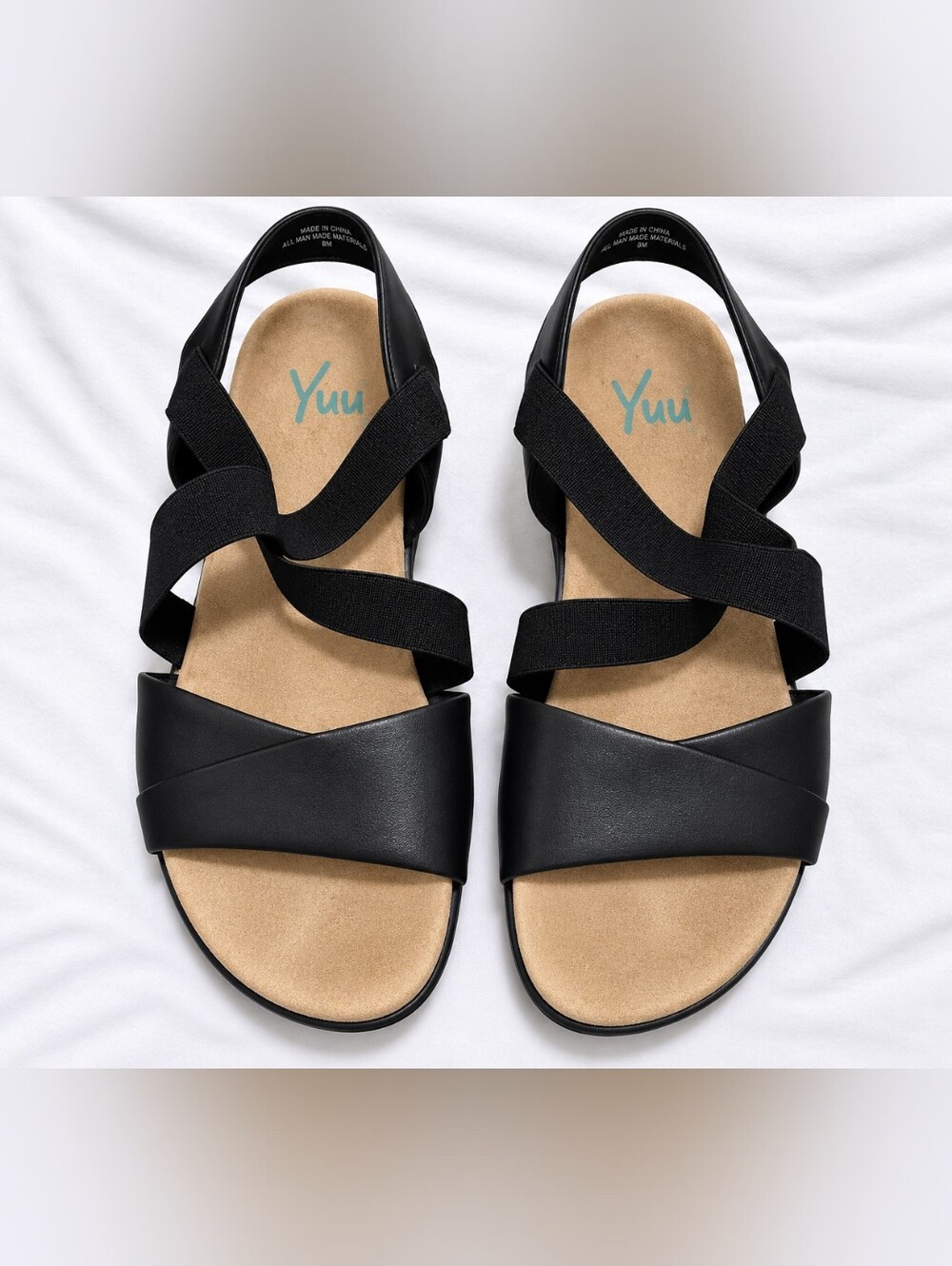 YUU women's 6.5 wide black strap sandals #26